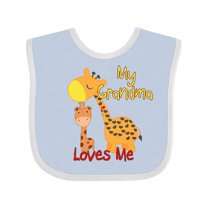 Inktastic My Grandma Loves Me Giraffe Boys or Girls Baby Bib