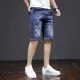 thumbnail image 3 of Pantalones cortos de mezclilla para hombre, elásticos, con cordón, rotos y bolsillos, pantalones vaqueros cortos para hombre, tendencia original de lujo 2024, ropa de calle grosera, emo, 3 of 5