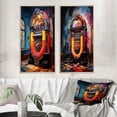 thumbnail image 1 of Designart "Jukeboxes Nostalgic harmonies I" Jukeboxes Framed Wall Art Set Of 2 - Orange Fashion Framed Canvas Set For Living Room Decor, 1 of 6