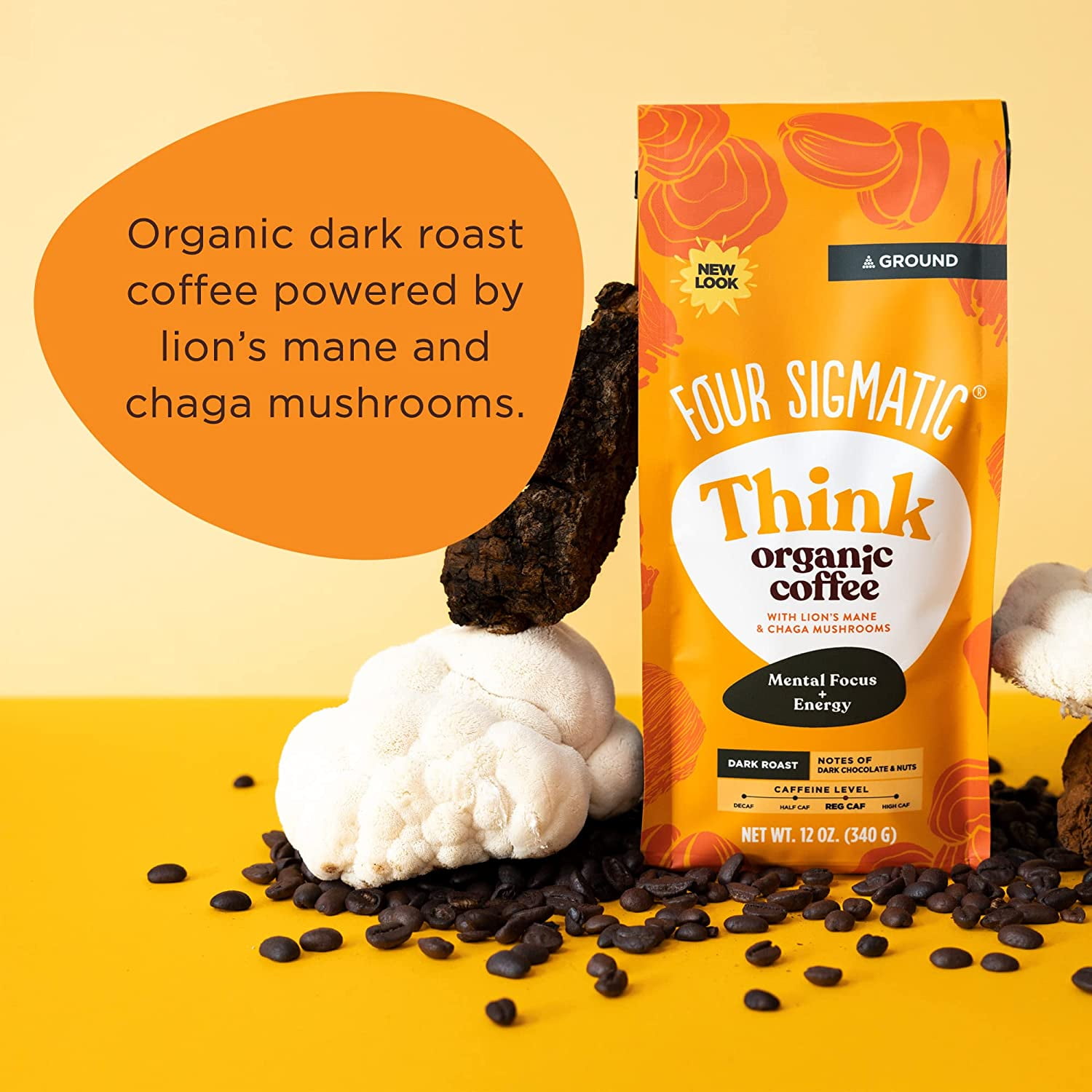 Whole Bean Coffee: Rich Mushroom & Lion's Mane Blend - Four Sigmatic