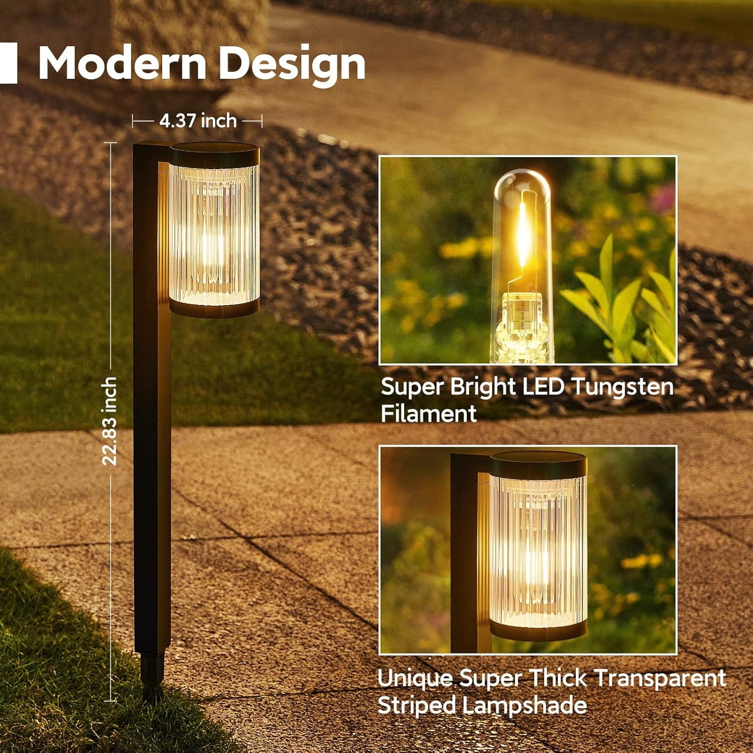 8 Pack Solar Pathway Lights, Solar Lights Outdoor IP65 Waterproof for for Yard, Landscape, Path, Walkway