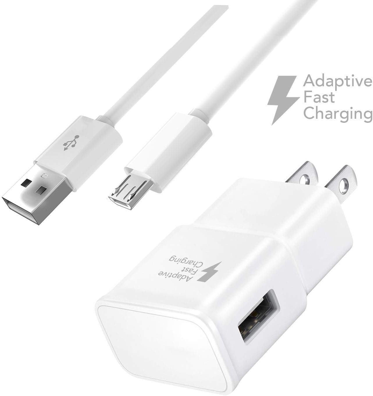 Samsung Galaxy S2, S3, S4, and {GALAXY NOTE 4} Truwire & Trupower Micro USB Home Travel Charger Cable Cord 3 Ft (1M) and Home Adapter for Samsung Galaxy S II/2 Skyrocket HD, Galaxy S Aviator, Galaxy S - image 1 of 8