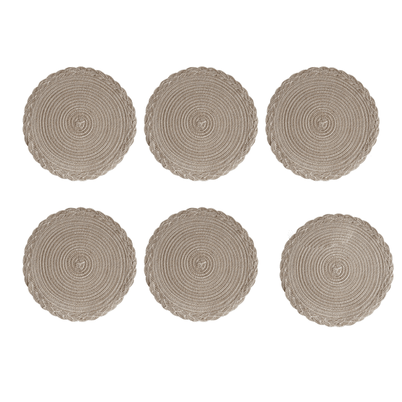 AUQ Placemats Set of 6,Heat-Resistant Round Placemats for Dining Table,Durable Handwoven Slip-Resistant Braided Placemats,12 inch