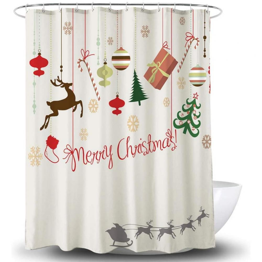 Christmas Bath Curtain Waterproof Shower Curtain Winter Christmas