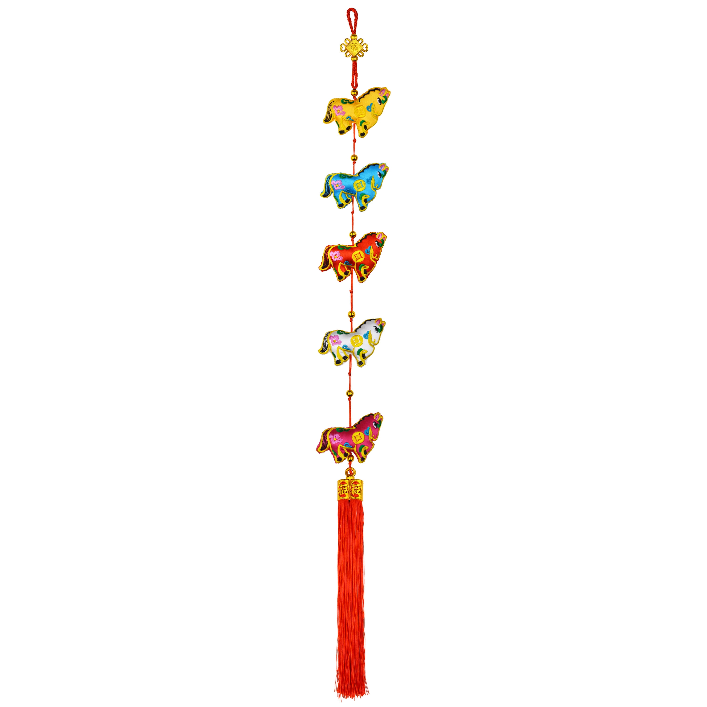 Décoration de cheval en polyester multicolore duveteux pour le Nouvel An lunaire, 91 cm, décoration, façon de célébrer