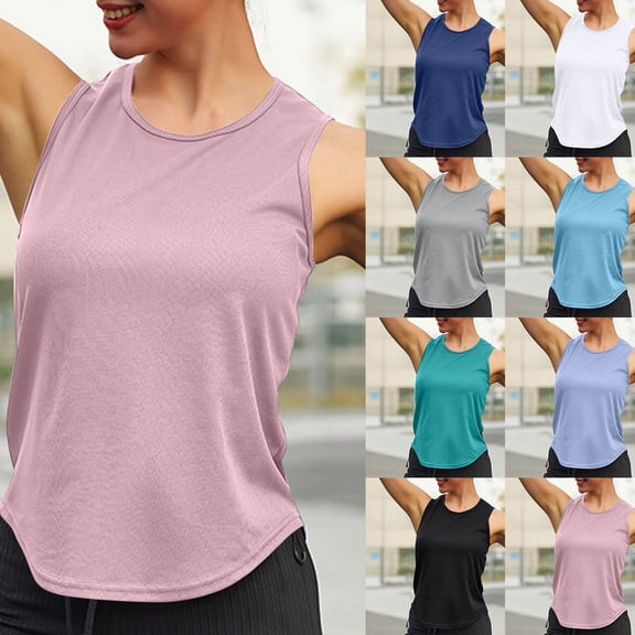 Wlynlyn Racerback Tank Tops for Women Sleeveless Running Shirts Lightweight Quick Dry Workout Tops Loose Fitted