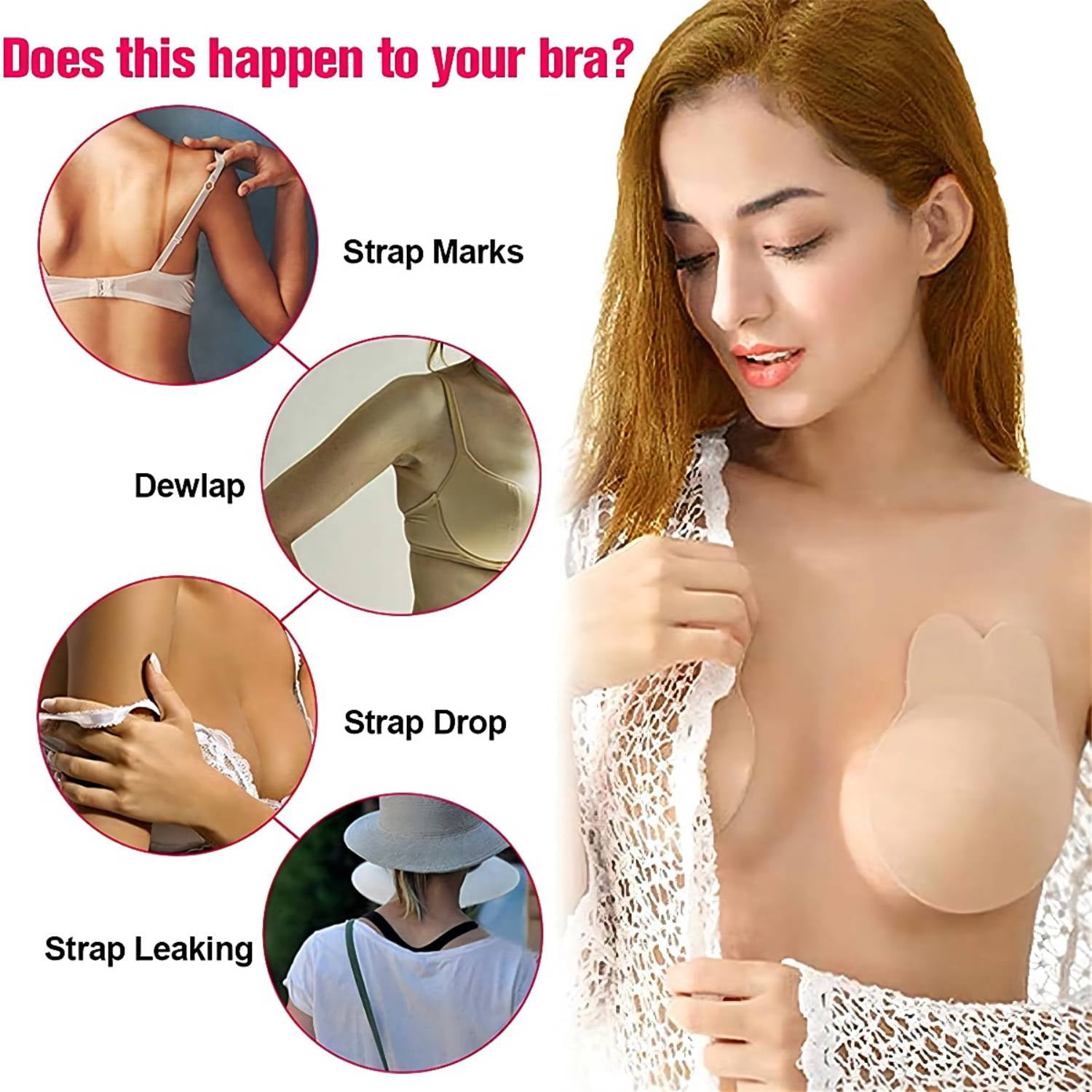2 Pairs Adhesive Bra Lift Strapless Backless Reusable Bra Nippless Covers Pasties  Push Up Self Invisible Sticky Bra for Women 