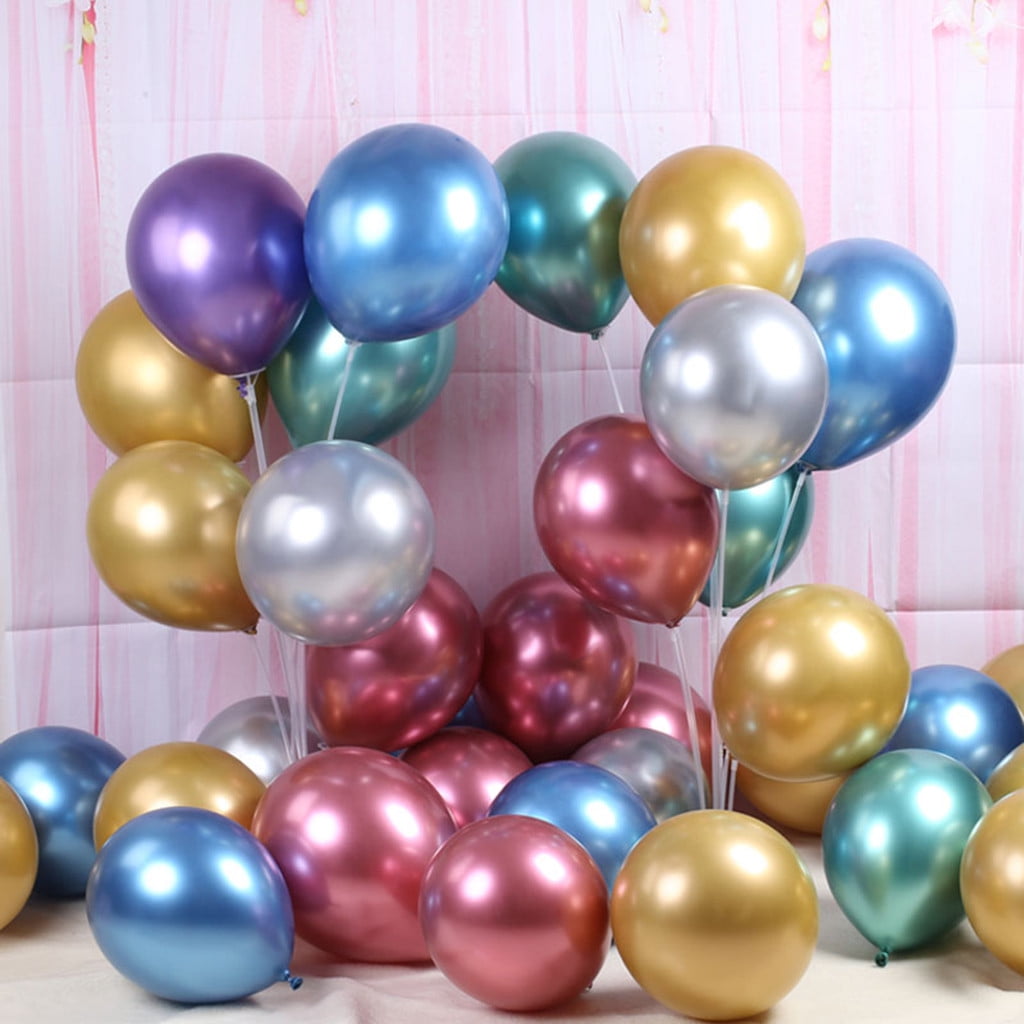 50Pcs Chrome Shiny Metallic Latex Balloons for Birthday Wedding Grad