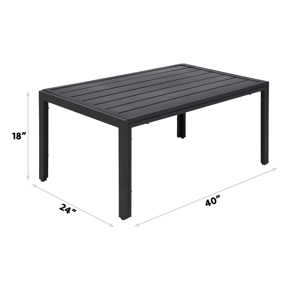 Abble Black Rectangular Steel Coffee Table