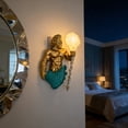 thumbnail image 5 of Retro Art Wall Lamp - Vintage Style Wall Sconce with Frosted Crystal, Battery Operated Magical Wall Lamp for Bedroom, Bathroom, Living Room, Fantasy-Themed Decorative Lighting (9in), 5 of 12