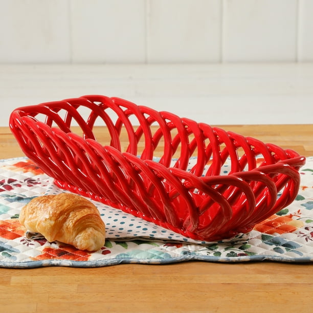 The Pioneer Woman Timeless Beauty 13.7Inch Red Bread Basket Walmart