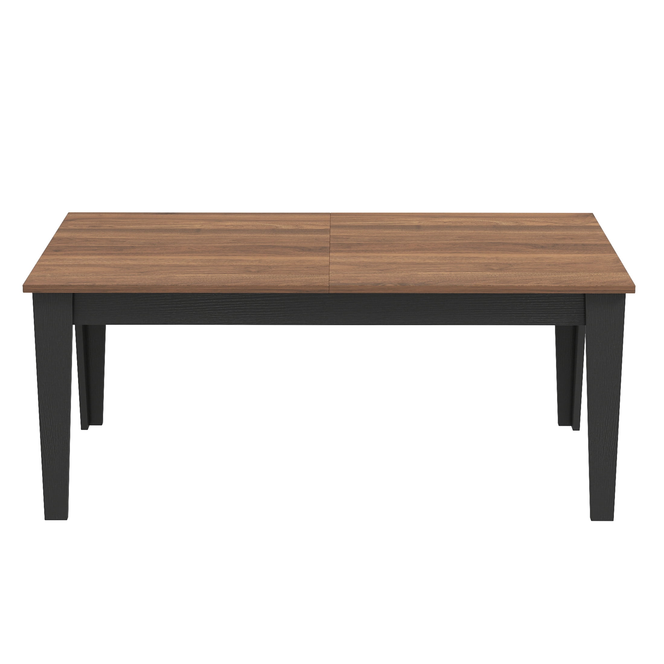 Noble House Lauren 106.5" Extendable Dining Table, Woodgrain Top, Modern Rectangular Wooden Kitchen Table, Walnut Black