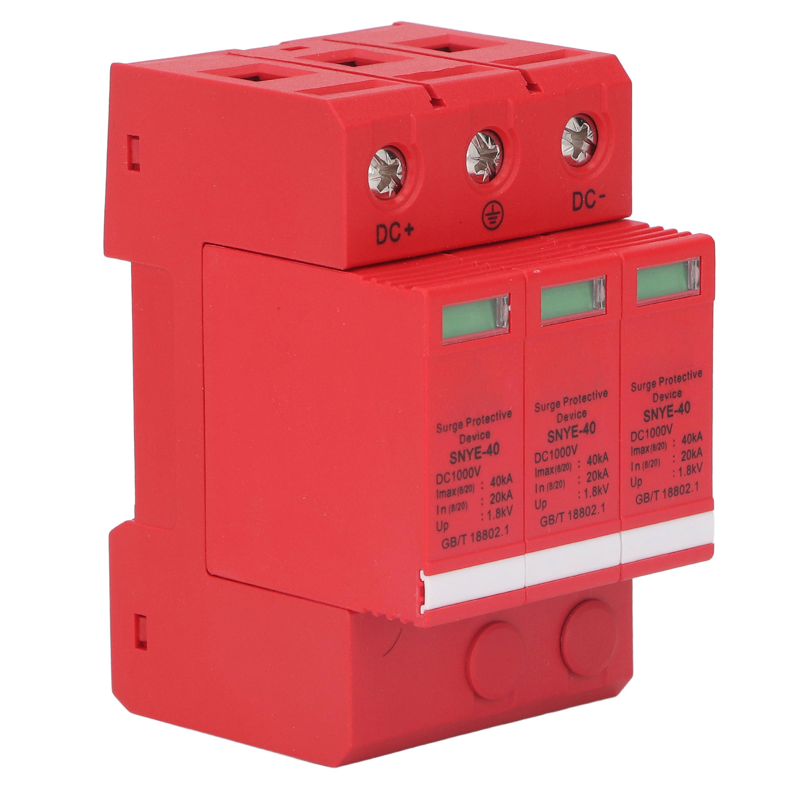 Voltage Surge Arrester, DC1000V Combiner Box Surge Protection Device Orange  Red For Residence For Office Building 2P,3P