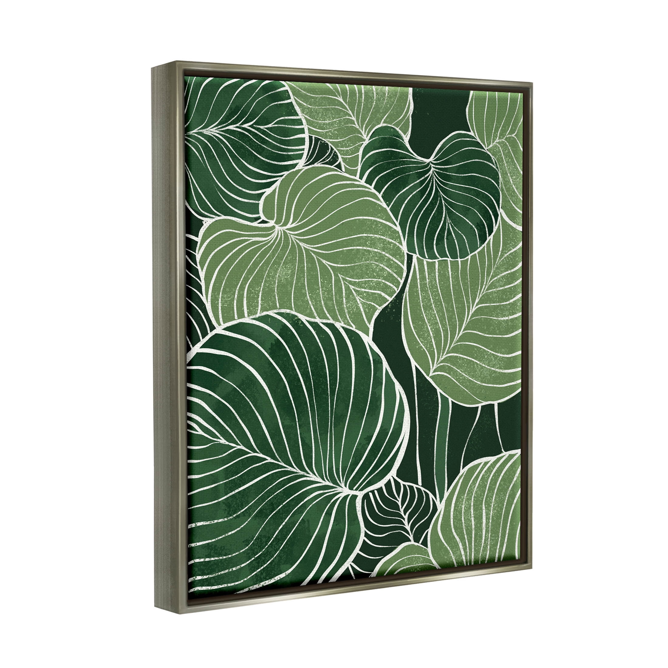 Layered Green Leaf Nature Botanical & Floral Graphic Art Luster Gray Framed Art Print Wall Art