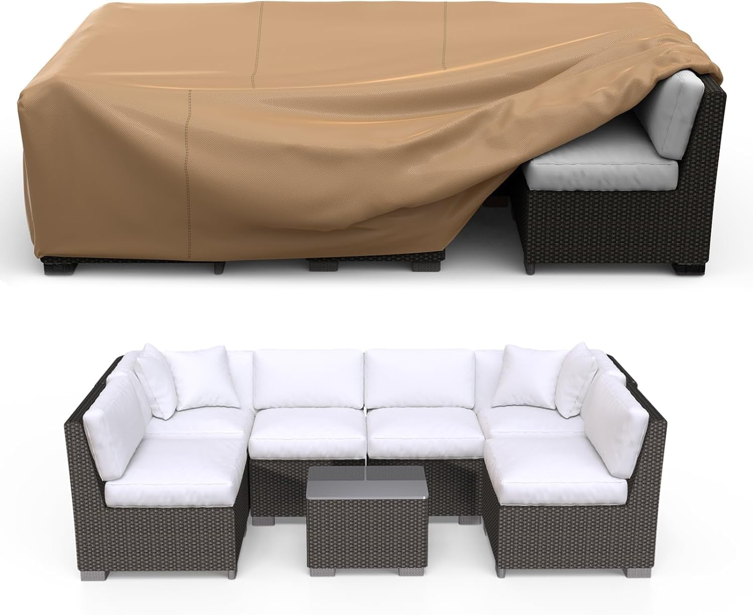 Heavy Duty Outdoor Patio Furniture Covers Waterproof Sectional Sofa Table and Chair Set Protection 108L x 82W x 28H Inches