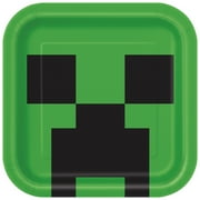 Square Minecraft Paper Dinner Plates, 9in, 24ct