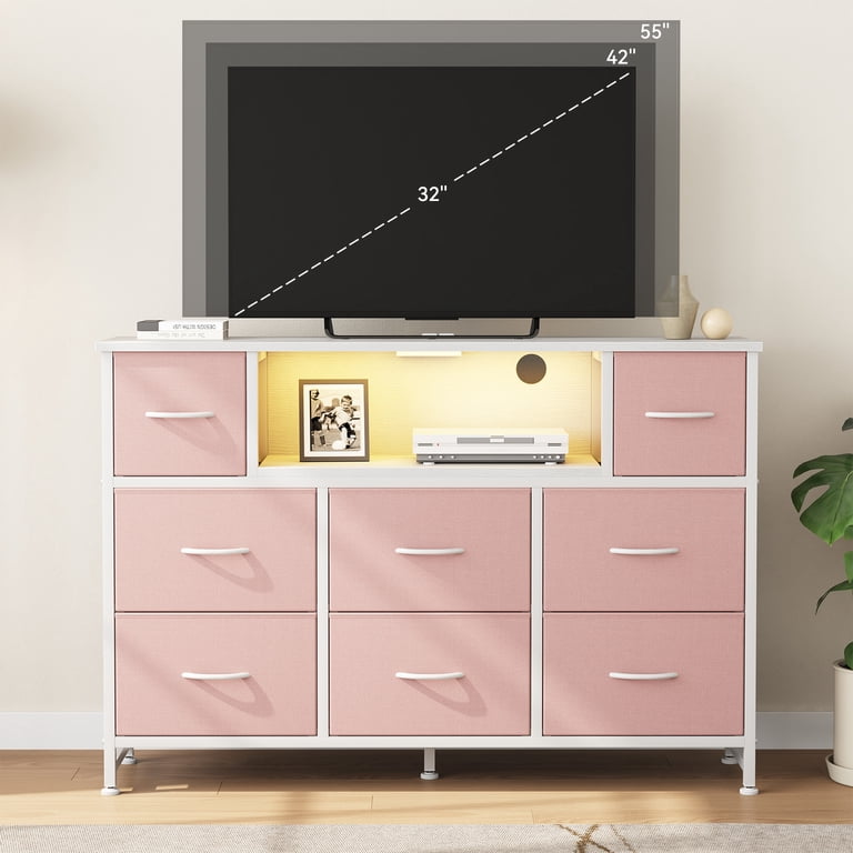 CONCETTA 55-Inch TV Dresser with LED Lights and Charging Station photo 6