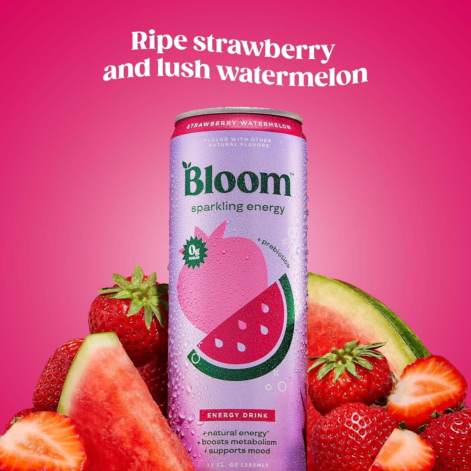 Bloom Nutrition Sparkling Energy Drink, Strawberry Watermelo