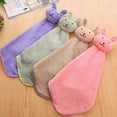 thumbnail image 3 of stanreset Baby Infant Coral Velvet Hand Towel Cartoon Animal Rabbit Kitchen Hanging Bath Wipe Towel Washcloths Kids Handkerchief, 3 of 9