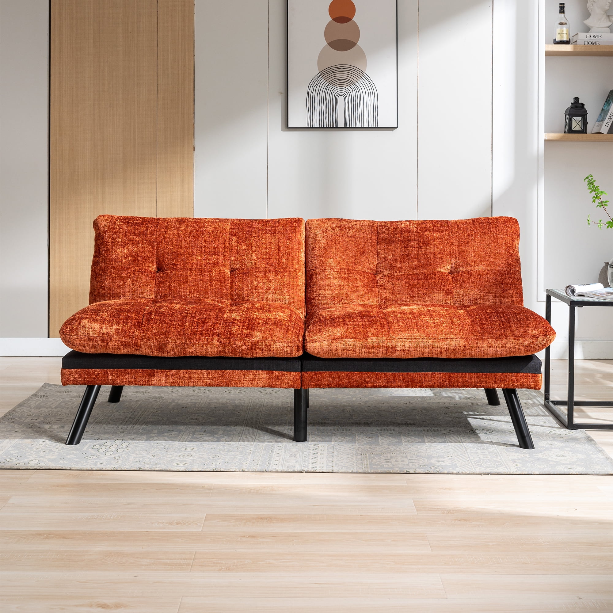 Spaco Convertible Futon Sofa Bed Futon Couche for Living Room, Chenille-Orange Spaco Convertible Futon Sofa Bed Futon Couche for Living Room, Chenille-Orange