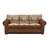 Pemberly Row Traditional Microfiber Alpine Lodge Sofa in Brown