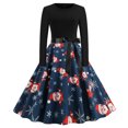 thumbnail image 2 of Robes de Noël Vintage pour Femmes Patchwork Robe Vintage Rockabilly Robes de Fête de Noël avec Nœud, 2 of 7