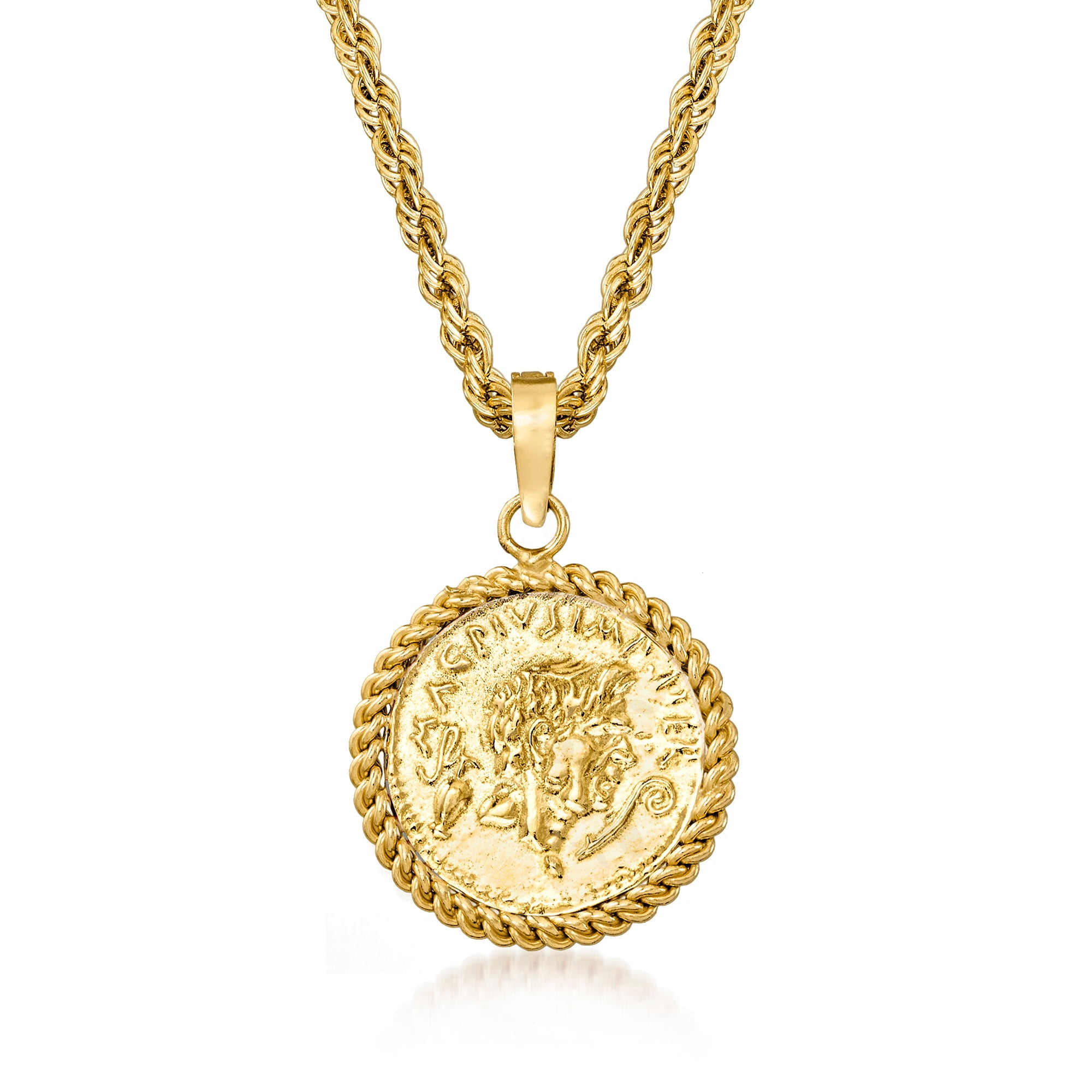 Ross-Simons Replica Coin Pendant Necklace in 18kt Gold Over Sterling, Women's, Adult