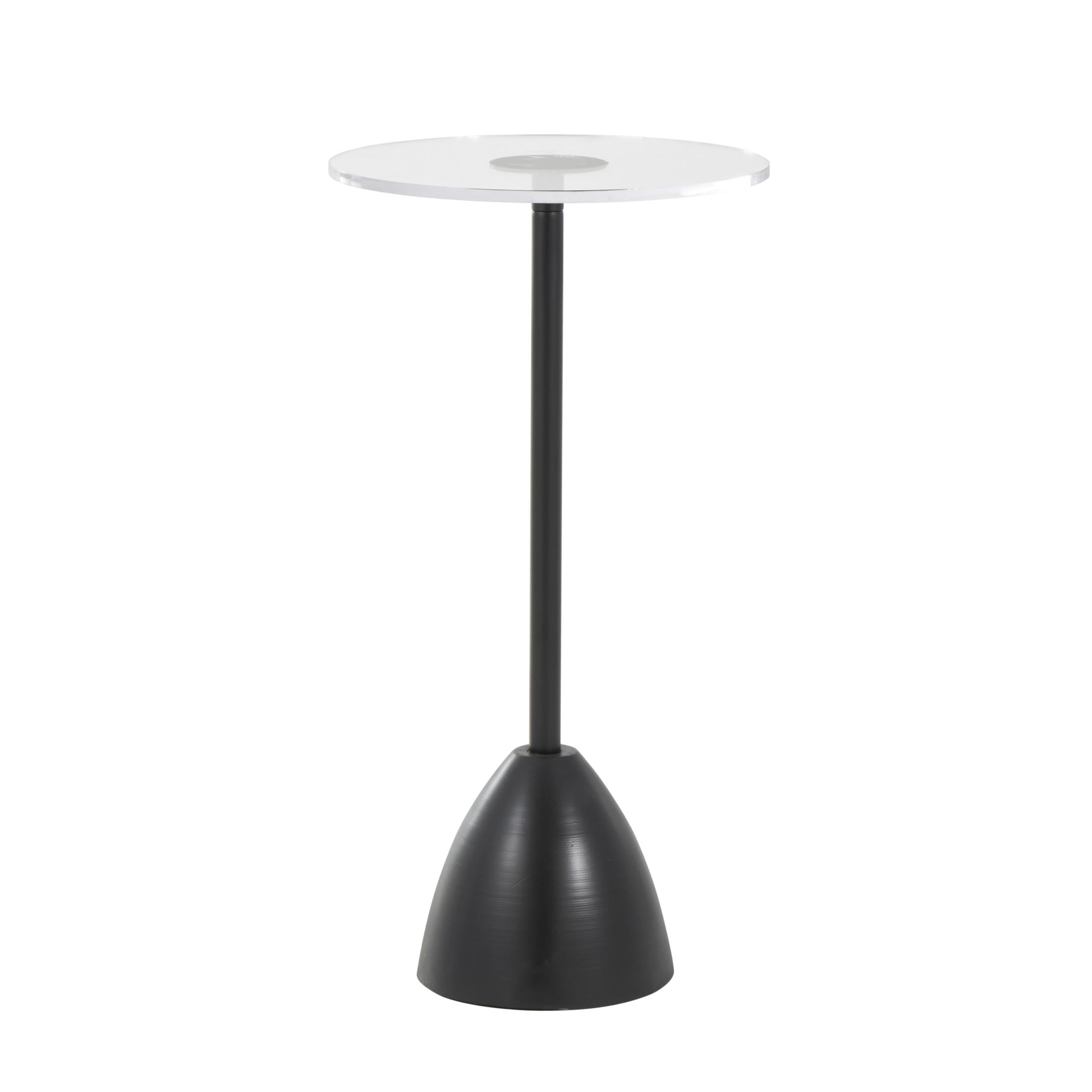 DecMode 13" x 26" Black Metal Pedestal Accent Table with Clear Acrylic Tabletop, 1-Piece