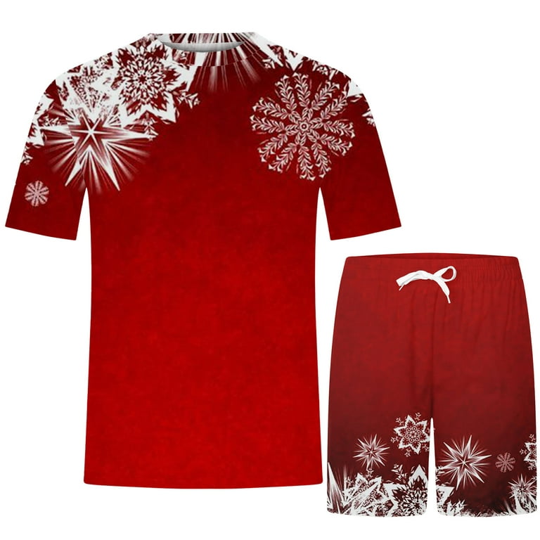Juebong Clearance Sale Prime Ugly Mens Christmas Suit Men Spring Summer  Suit Beach Print Short Sleeve Shirt Sets 2 Piece Shirt Pant Set 