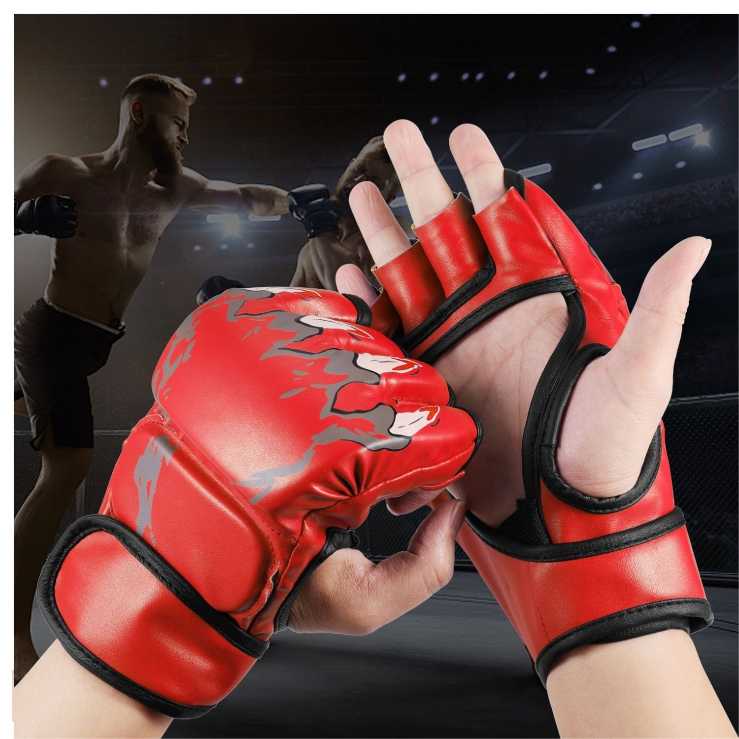 Details about   MaxIT MMA Training Gloves Medium Fingerless Black Red MMA Gloves Men Women 