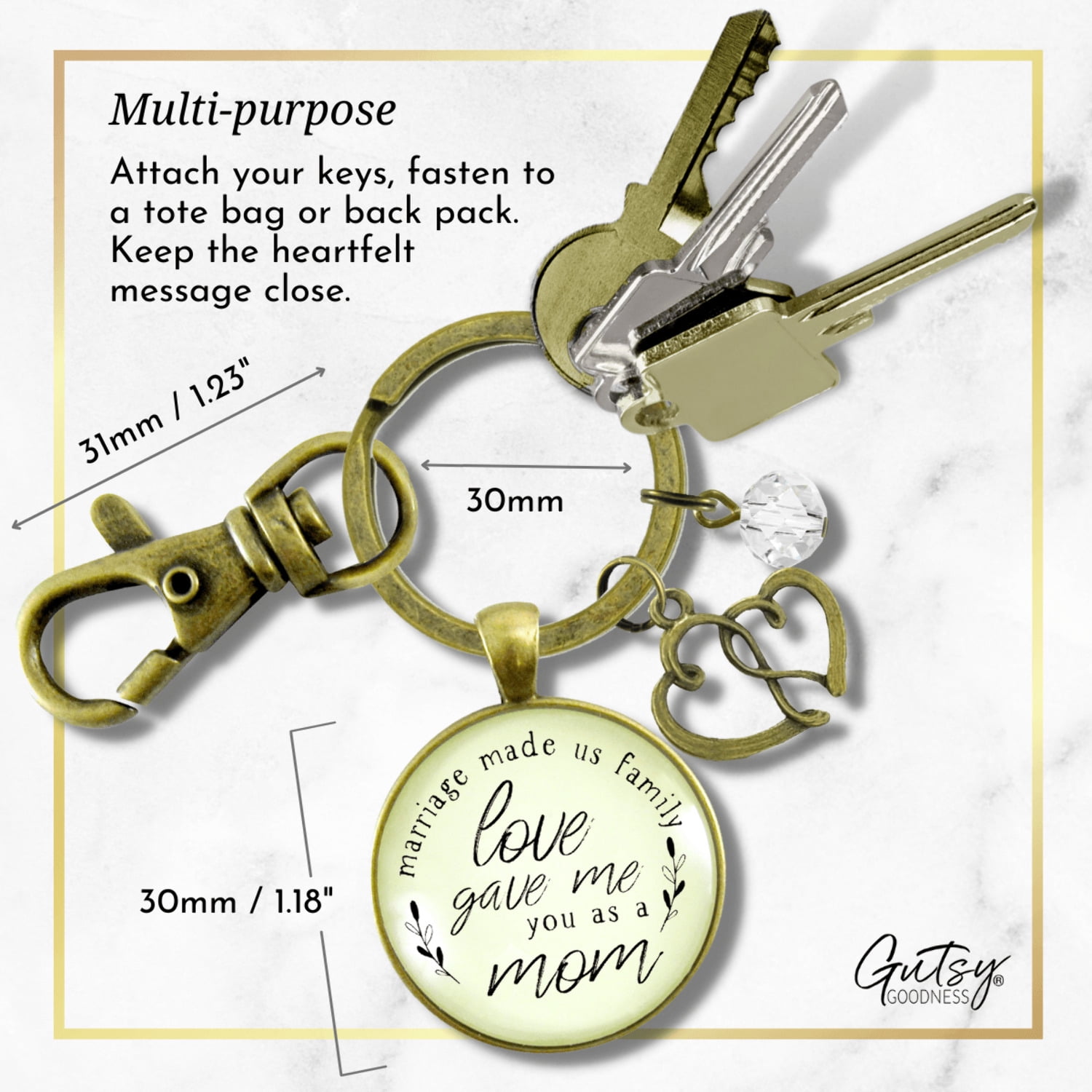 Mother In Law Gutsy Goodness Bronze Keychain Blended Family Step Mom Gift Marriage Made Us Family Adult Jewelry