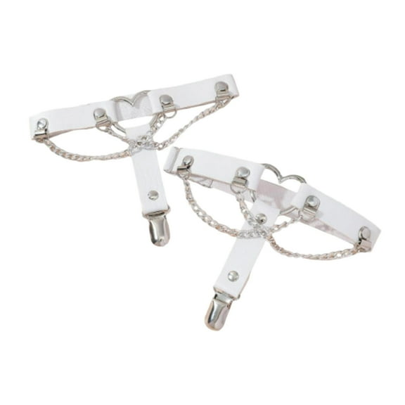 yuksok 2Pcs Thigh Garter Women Girls Leg Garter Belt for Daily Wear Cosplay Concert White