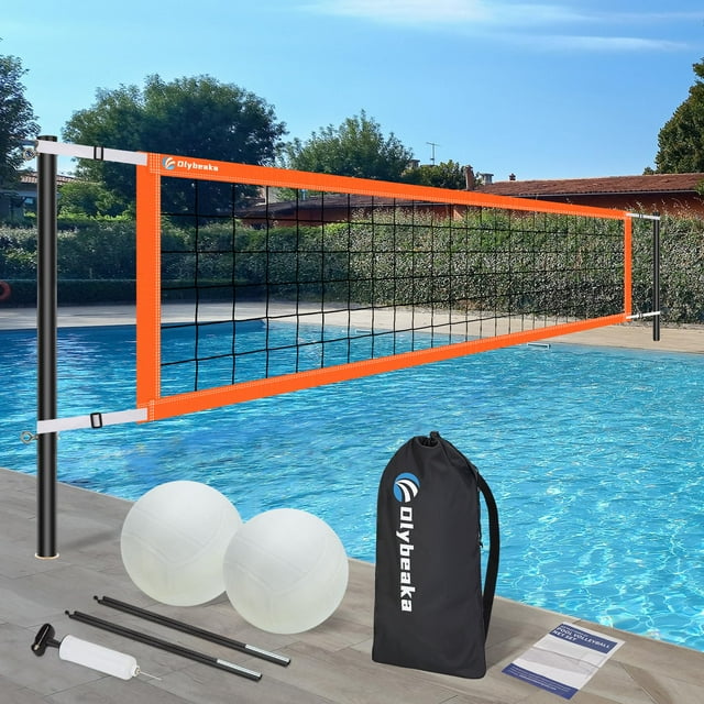 Juego de redes de voleibol para piscina Olybeaka, ajustable de 4,5 a 7,5 m