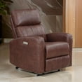 thumbnail image 6 of Eva 38 Inch Power Lift Recliner Chair- Brown Faux Leather- Solid Wood, 6 of 6