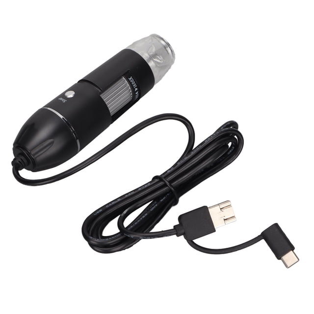 3 In 1 Digital Microscope, CMOS Image Sensor 15-40mm/0.6-1.6in 640x480 8 LED Digital Microscope ABS Black With Base For