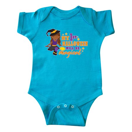 

Inktastic My 1st Halloween will be Magical with Brown Haired Witch Gift Baby Girl Bodysuit