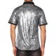 thumbnail image 3 of Camisas metálicas INSPIRE CHIC para hombres, camisa de botones de manga corta de color contrastante, plata 2XL, 3 of 5