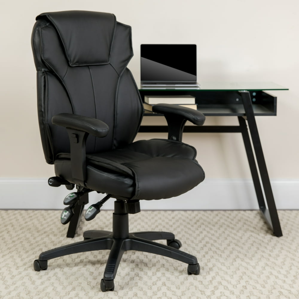 Flash Furniture High Back Black LeatherSoft Multifunction Executive