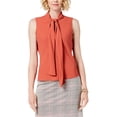 thumbnail image 1 of Nine West Womens Tie Neck Pullover Blouse, Orange, X-Large, 1 of 2