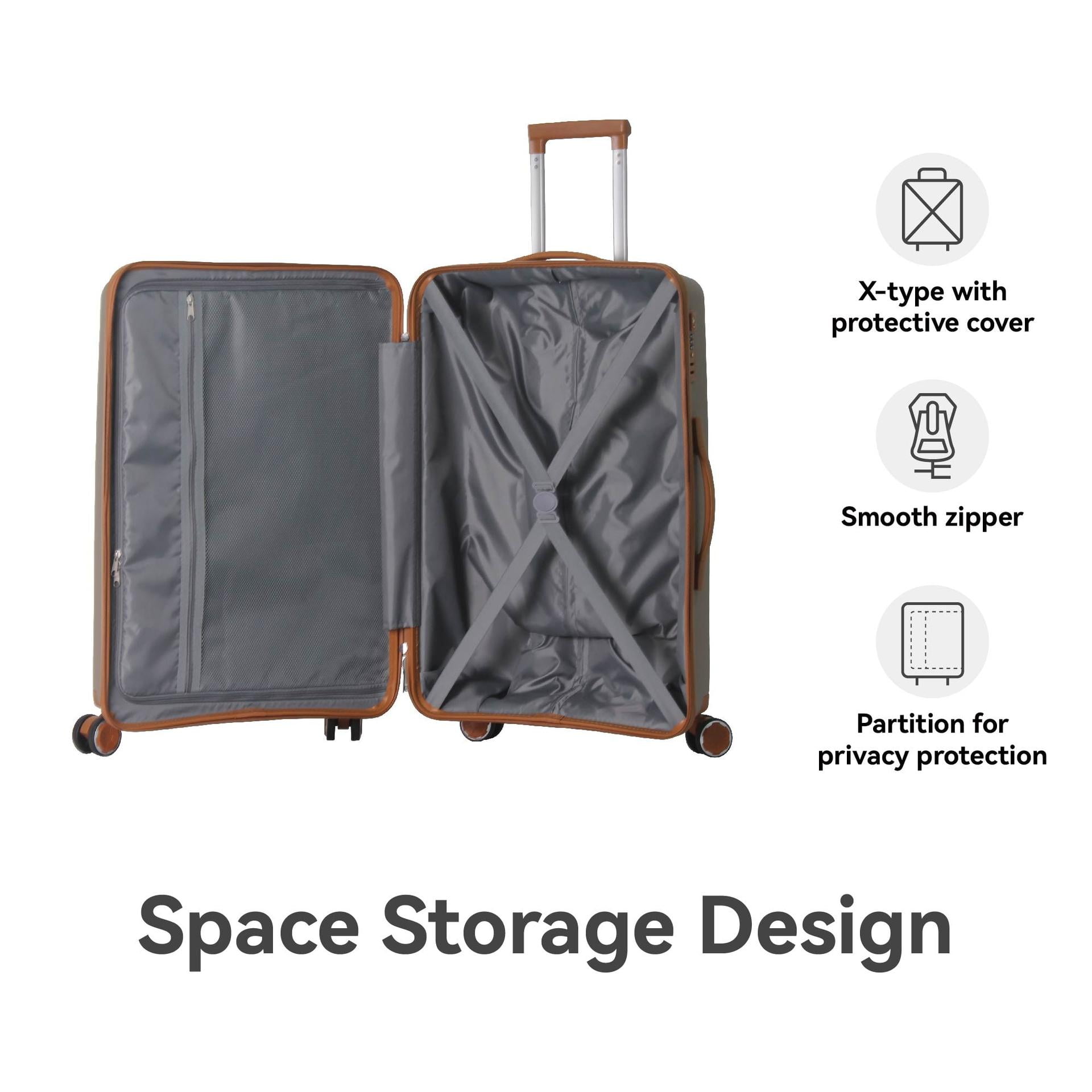 Unisex Luggage Set of 3 with 20" 24" 28", Honeycomb-Patterned Suitcase with 3-Step Push Botton Handle & TSA-Lock