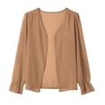 thumbnail image 6 of ClodeEU Women's V Neck Long SLeeve Cropped Chiffon Cardigan, Lightweight Casual Loose Cover Up Khaki,Women's Plus S, 6 of 6