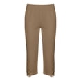 thumbnail image 6 of Khunlpohl Womens Capris Pants Elastic Waist Lace Casual Leggings Bottoms Fashion Solid Color Capri Pant, 6 of 7