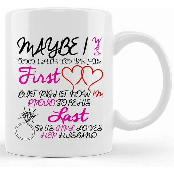 Mug First Love Last Love, Mug, White With Colored Inside And Handle, Ceramic Novelty Coffee Mug, Tea Cup, Gift Present For Birthday, Christmas Thanksgiving Festival, 11oz Sarcas