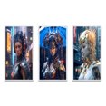 thumbnail image 2 of Designart "Futuristic Cyberpunk Goddess Portrait II" Cyberpunk Woman Framed Wall Art Set Of 3 - Blue Woman Cyberpunk Frame Gallery Wall Set For Home Decor, 2 of 6