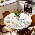 thumbnail image 3 of Wildflowers Fitted Tablecloth with Elastic Edged, Round Table Cloth for Dining Table, Spring Country Tulip Butterfly Floral Leaf Waterproof Oil Proof Table Cover for Indoor Outdoor 45"-54", 3 of 8