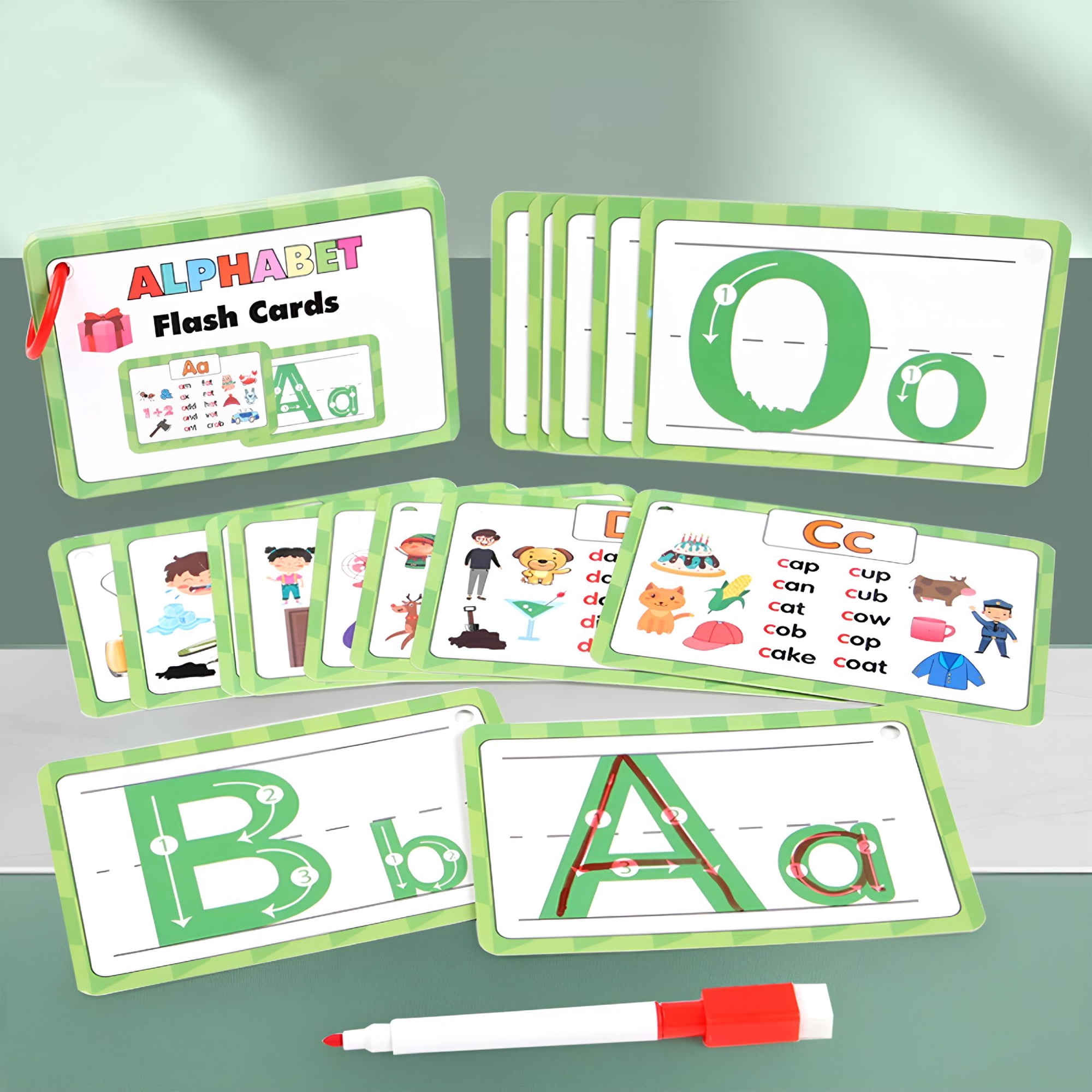 BESTSKY Alphabet Flash Cards - Thick ABC Flash Cards - Lowercase & Uppercase Letter Recognition Learning Game