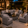 thumbnail image 4 of Seizeen Outdoor Furniture, 7PCS Patio Furniture Set Sectional Sofa with Cushions, Front Porch Balcony Furniture Conversation Couch Set with Table, 4 of 10