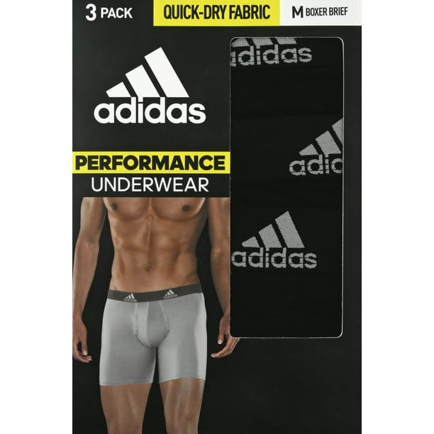 adidas Men's Performance Boxer Brief Underwear (3-Pack), Black
