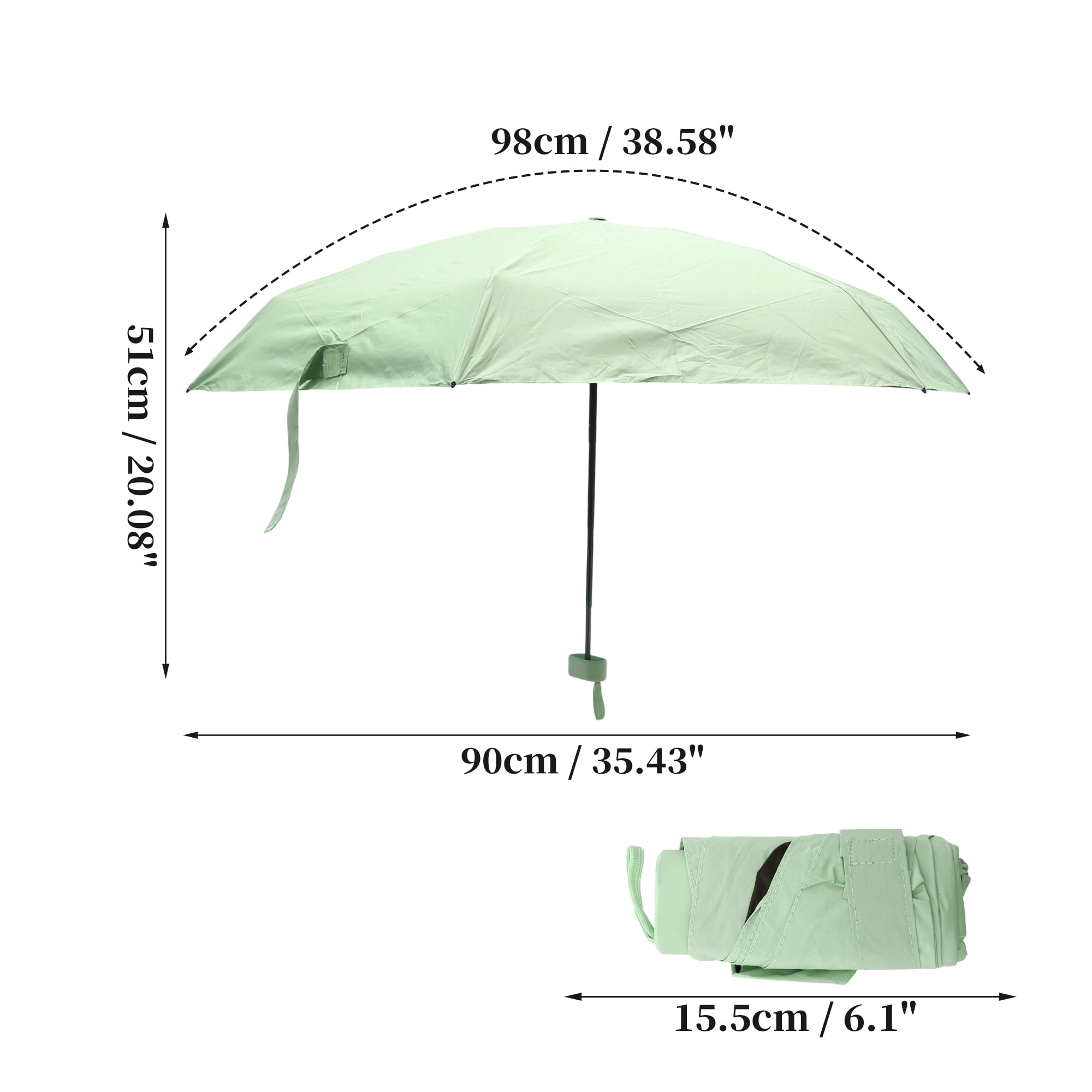 Unique Bargains Windproof Folding Mini Umbrella with Storage Box Light Green