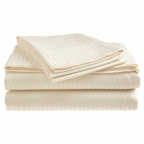 Luxury 500 Thread Count 100 Cotton Sateen Bed Sheet Set Dobby Stripe